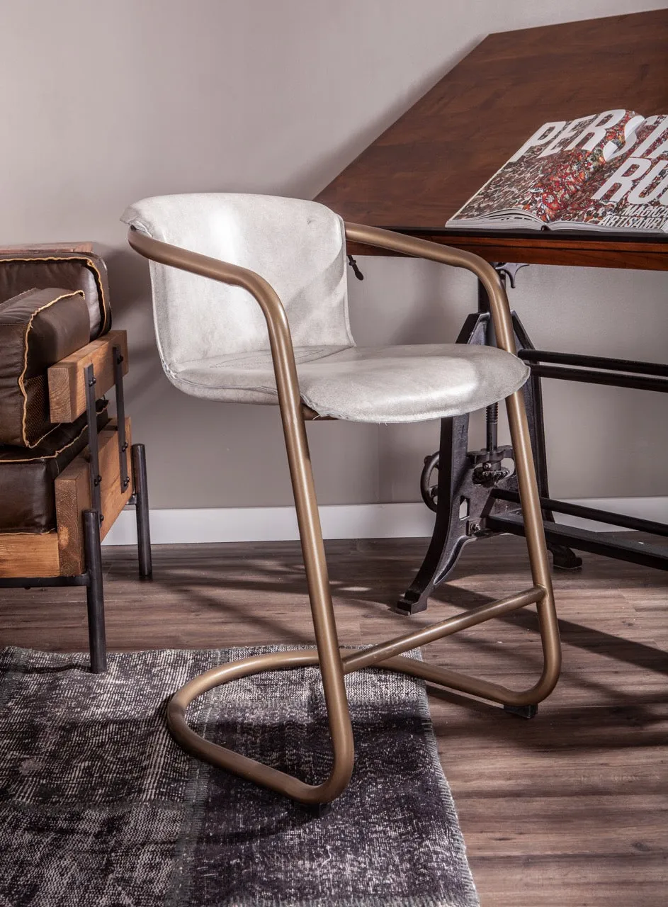 Nisky Leather Counter Chair - Vintage White
