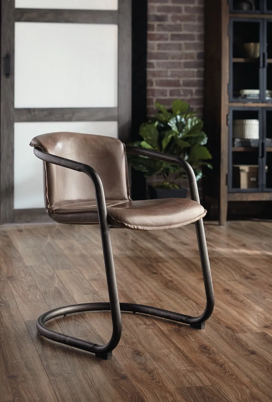 Nisky Leather Dining Chair - Jet Brown