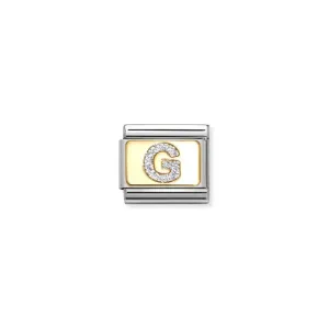 Nomination Composable Link Letter G, 18K Gold & Glitter Enamel