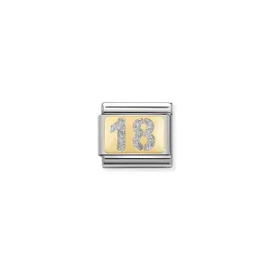 Nomination Composable Link Number 18, 18K Gold & Glitter Enamel