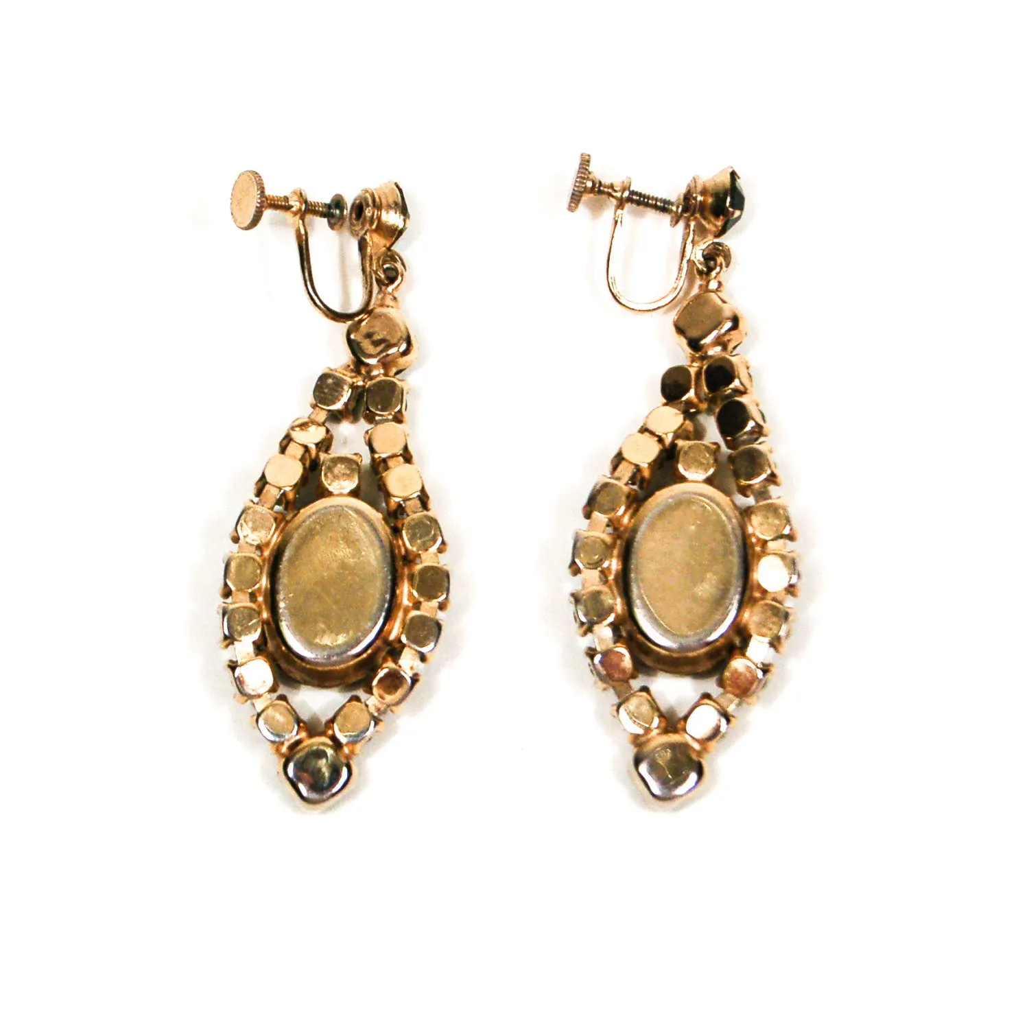 Old Hollywood Glam Green Rhinestone Chandelier Earrings