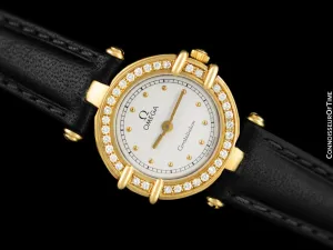 Omega Ladies Constellation Manhattan Bracelet Watch - 18K Gold & Factory Set Diamonds