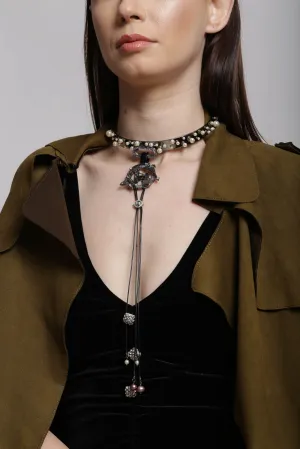 Outhouse   I    OH V Abberton Iridescent Nova Chord Choker Gunmetal New OHAW19CH071