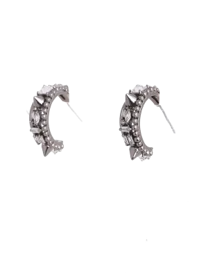 Outhouse   I    Orion Gunmetal Coral Gables Crescent Hoop Earrings Gunmetal New OHAW19EA054
