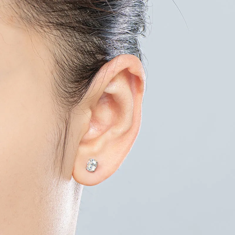 Oval Cut Moissanite Diamond Classic Stud Earrings