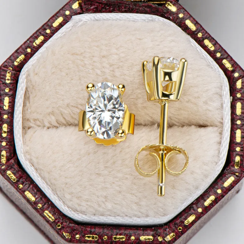 Oval Cut Moissanite Diamond Classic Stud Earrings