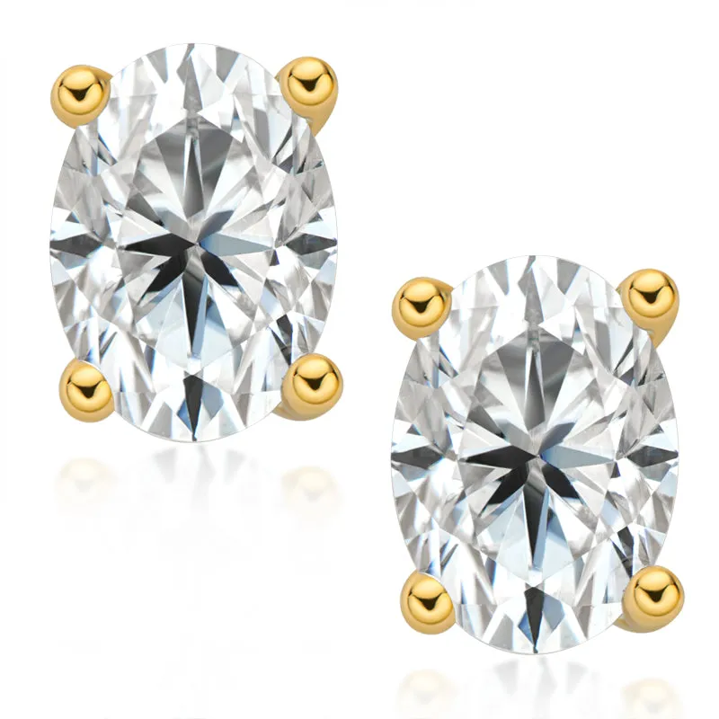 Oval Cut Moissanite Diamond Classic Stud Earrings
