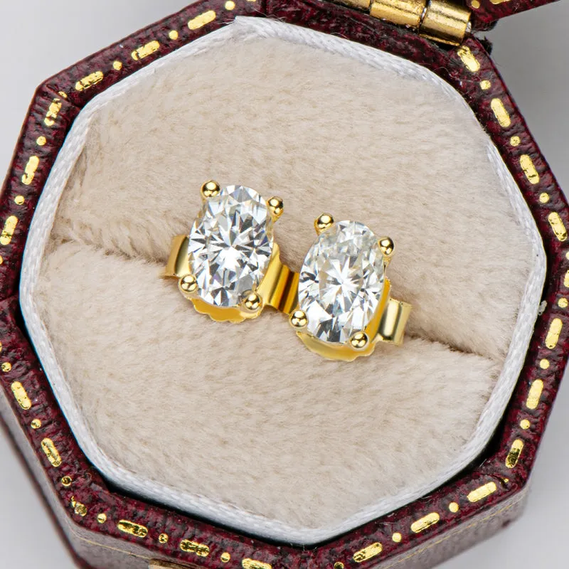 Oval Cut Moissanite Diamond Classic Stud Earrings