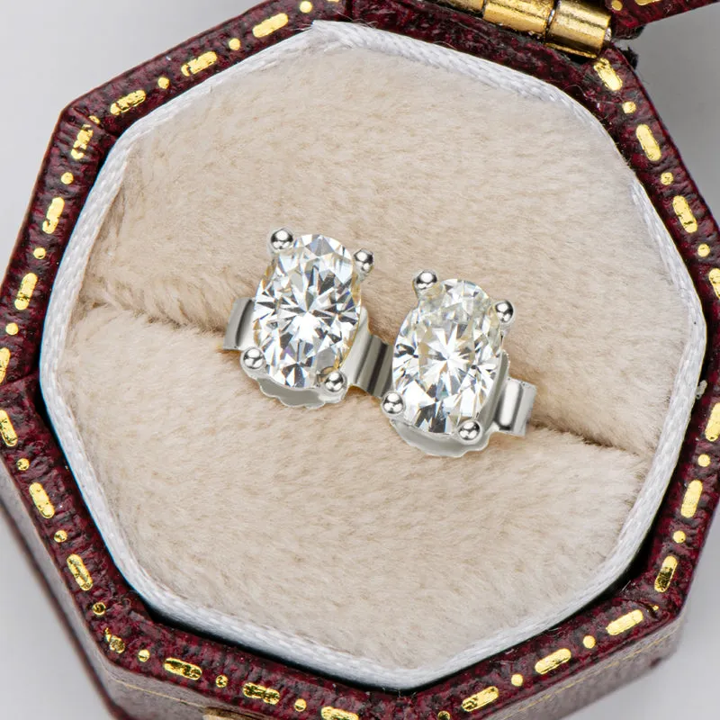 Oval Cut Moissanite Diamond Classic Stud Earrings