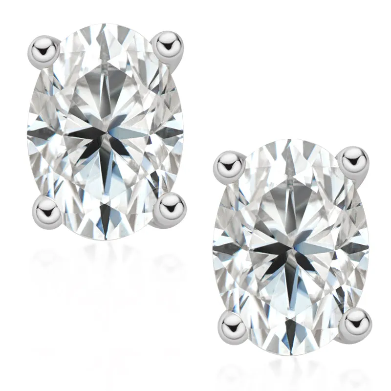 Oval Cut Moissanite Diamond Classic Stud Earrings