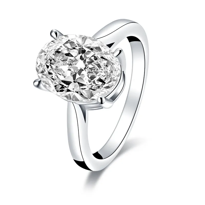Oval Cut Moissanite Diamond Solitaire Ring
