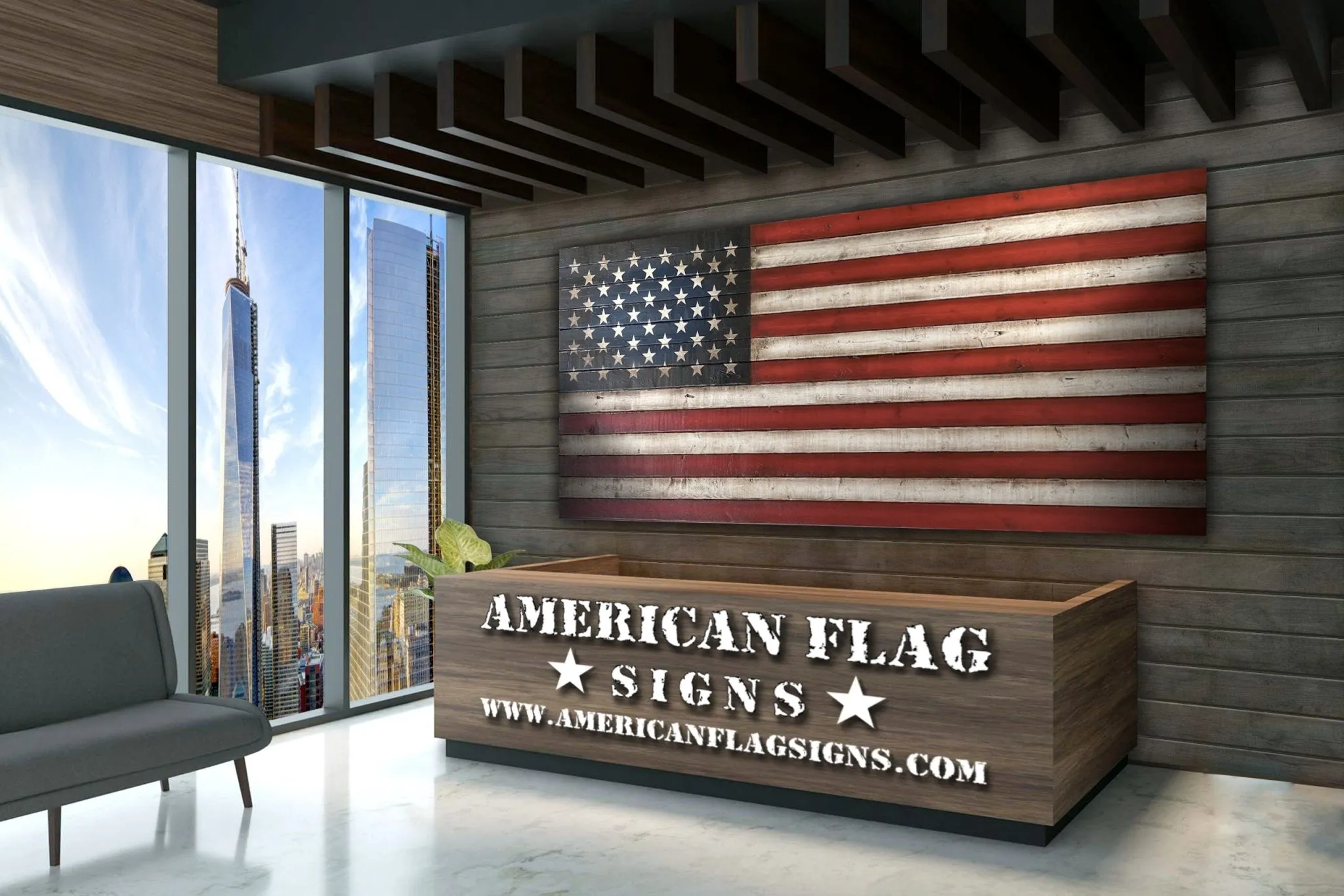 Oversized American Flag Sign