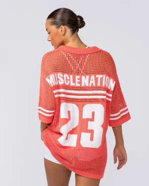 Oversized Knit Jersey - Coral
