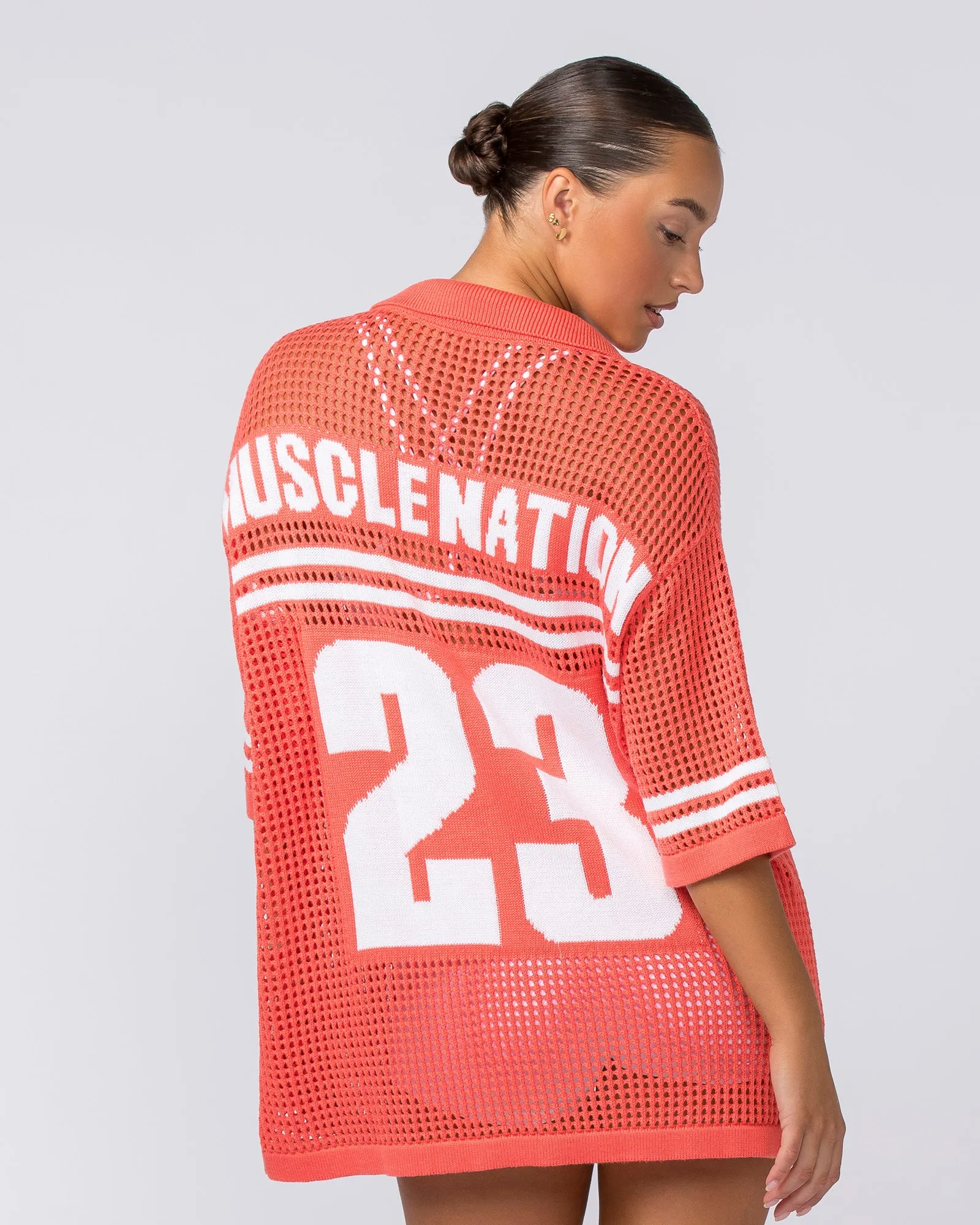 Oversized Knit Jersey - Coral