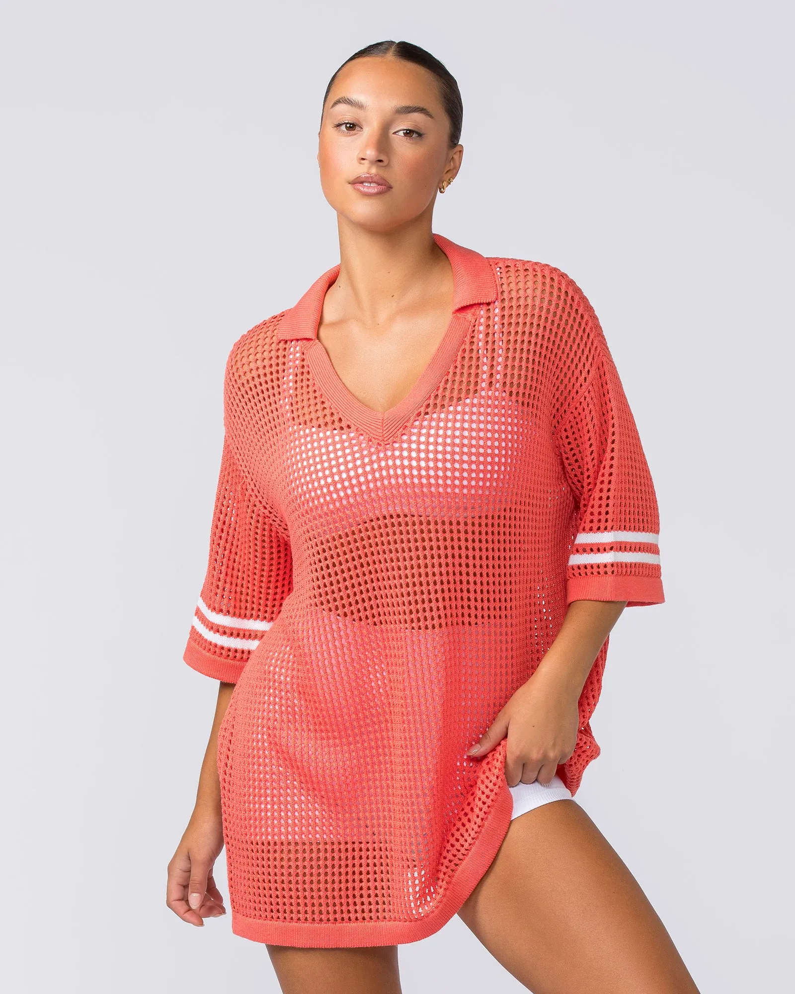 Oversized Knit Jersey - Coral