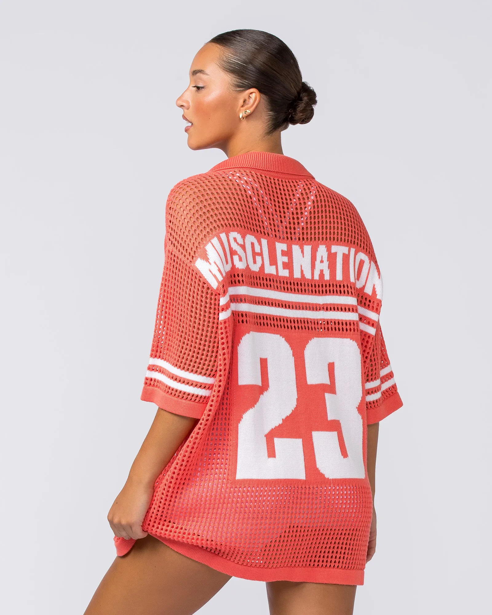 Oversized Knit Jersey - Coral