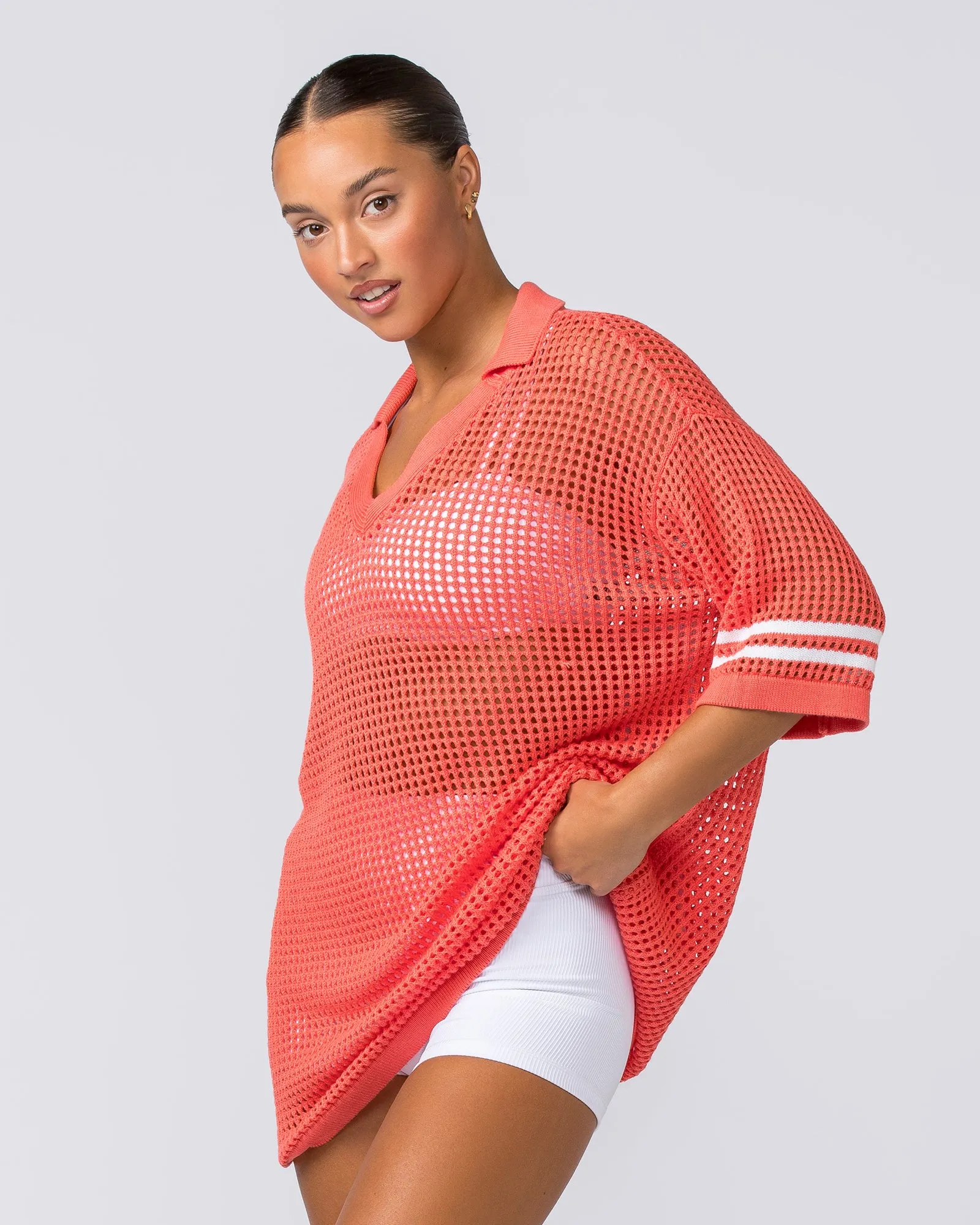Oversized Knit Jersey - Coral