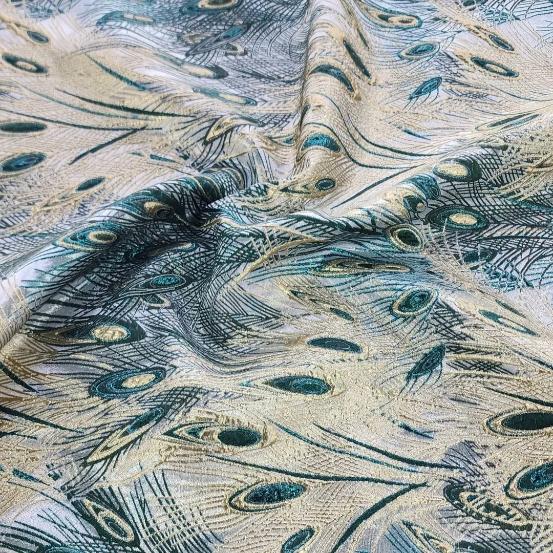 Peacock Brocade Fabric Bottle Green 150cm