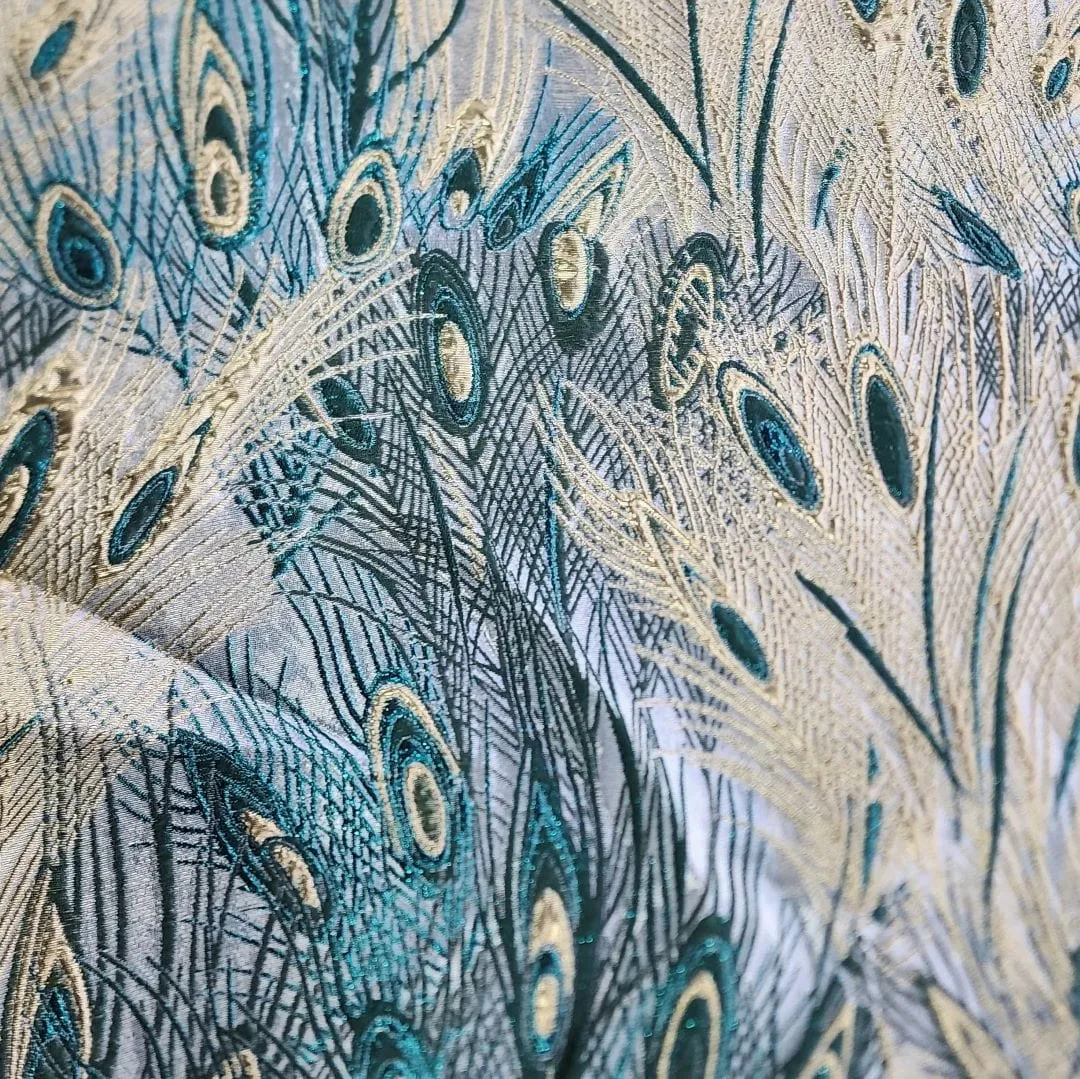 Peacock Brocade Fabric Bottle Green 150cm