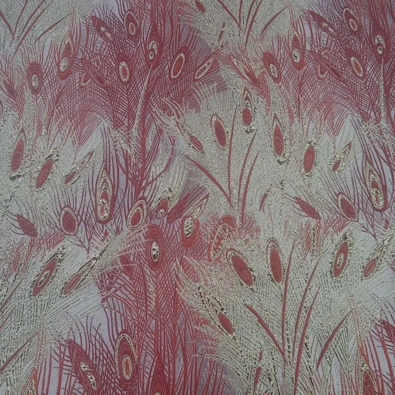 Peacock Brocade Fabric Red 150cm