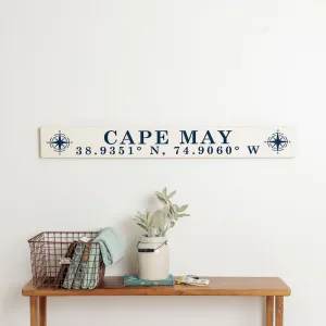 Personalized Compass White/Navy Barn Wood Sign