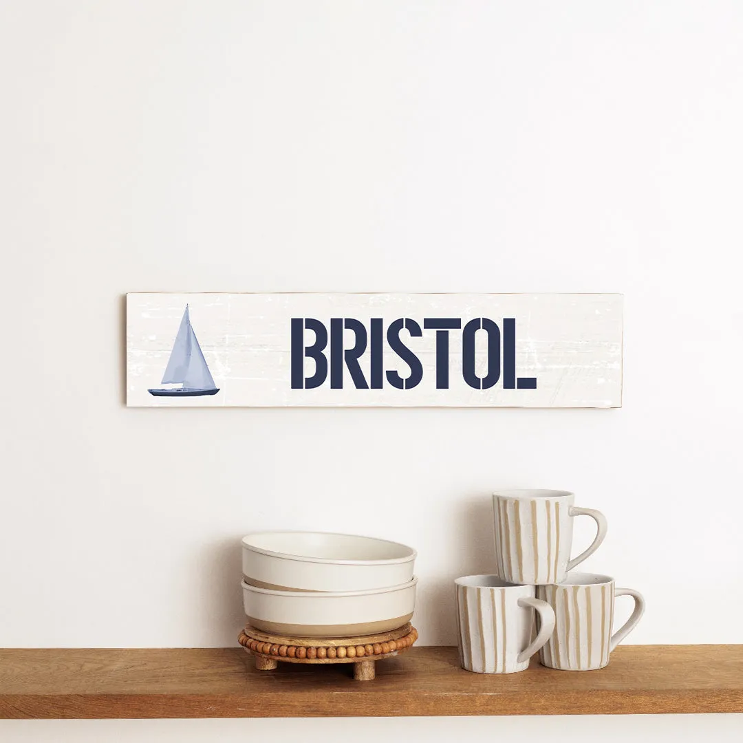 Personalized Indigo Sailboat Barn Wood Sign