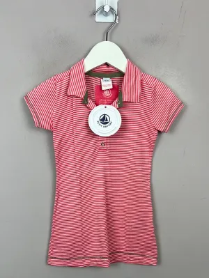 Petit Bateau coral stripe polo dress 12m bnwt