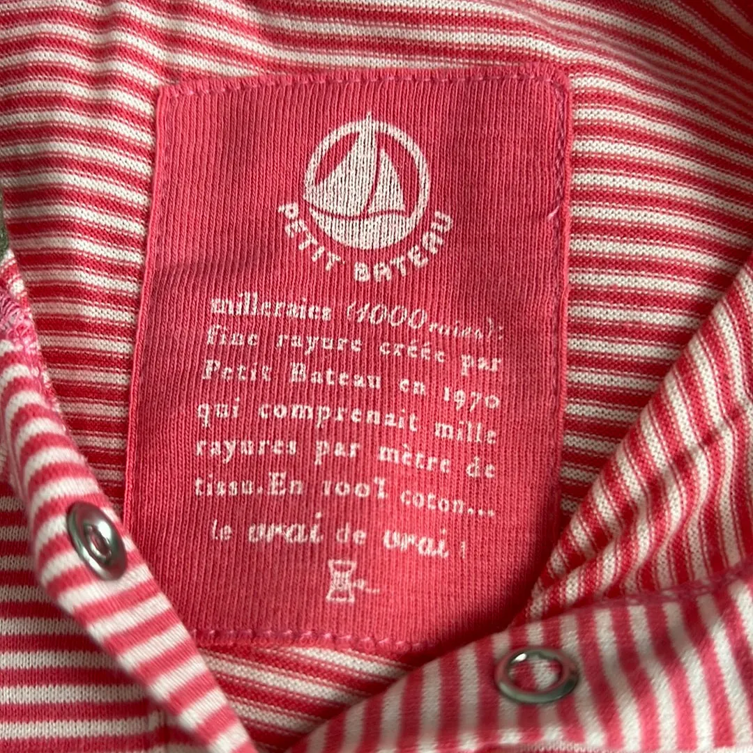Petit Bateau coral stripe polo dress 12m bnwt