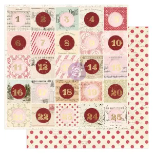 Prima - 25 & Peppermint Collection  - 12x12 Single Sheet Sweetest Advent