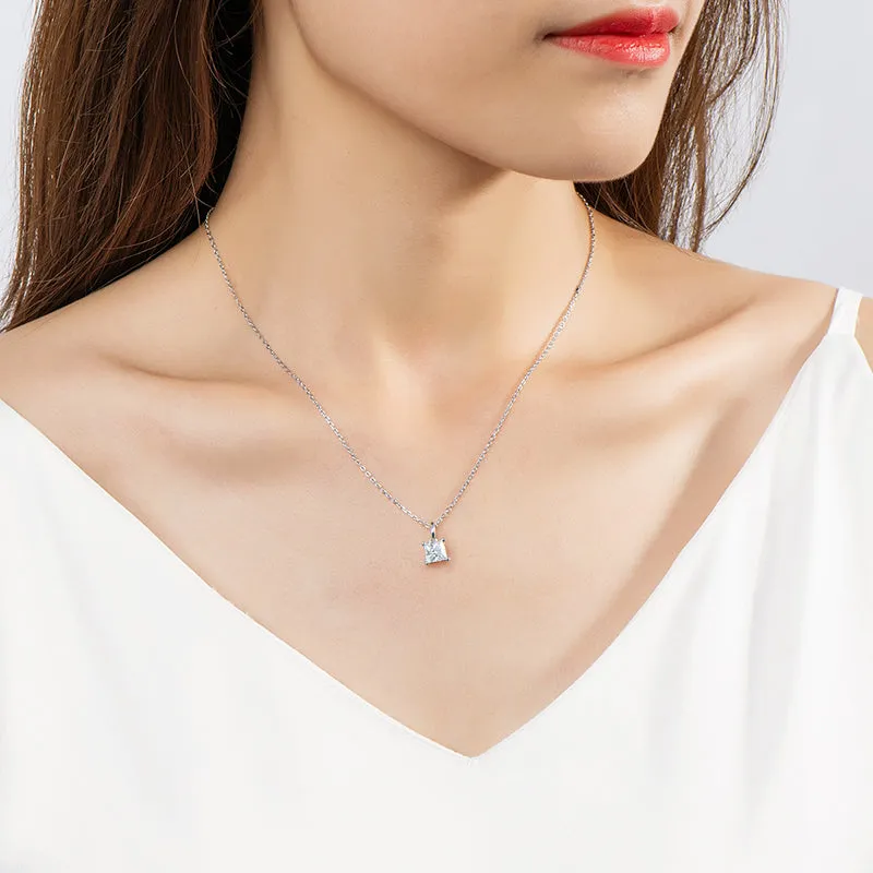Princess Cut Moissanite Pendant Necklace