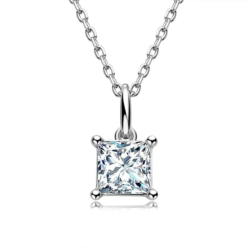 Princess Cut Moissanite Pendant Necklace