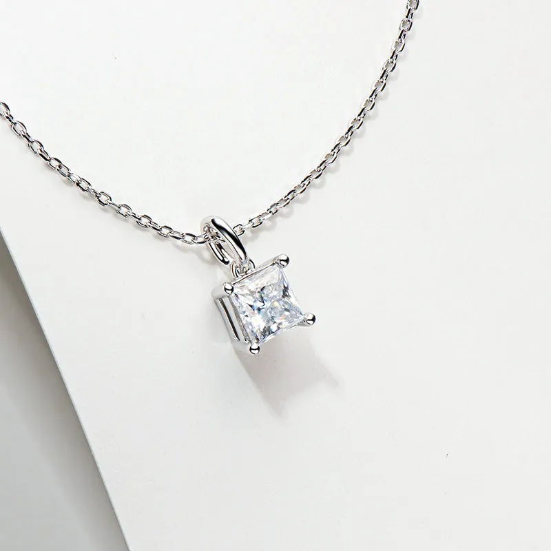 Princess Cut Moissanite Pendant Necklace