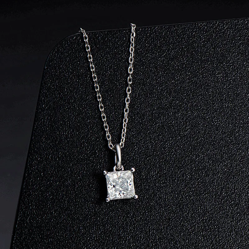 Princess Cut Moissanite Pendant Necklace