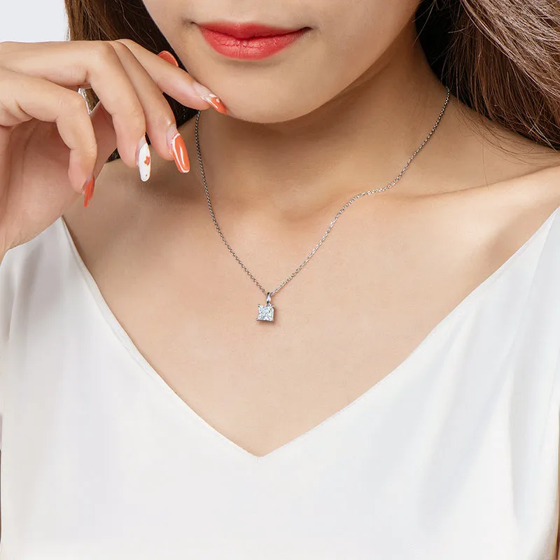 Princess Cut Moissanite Pendant Necklace