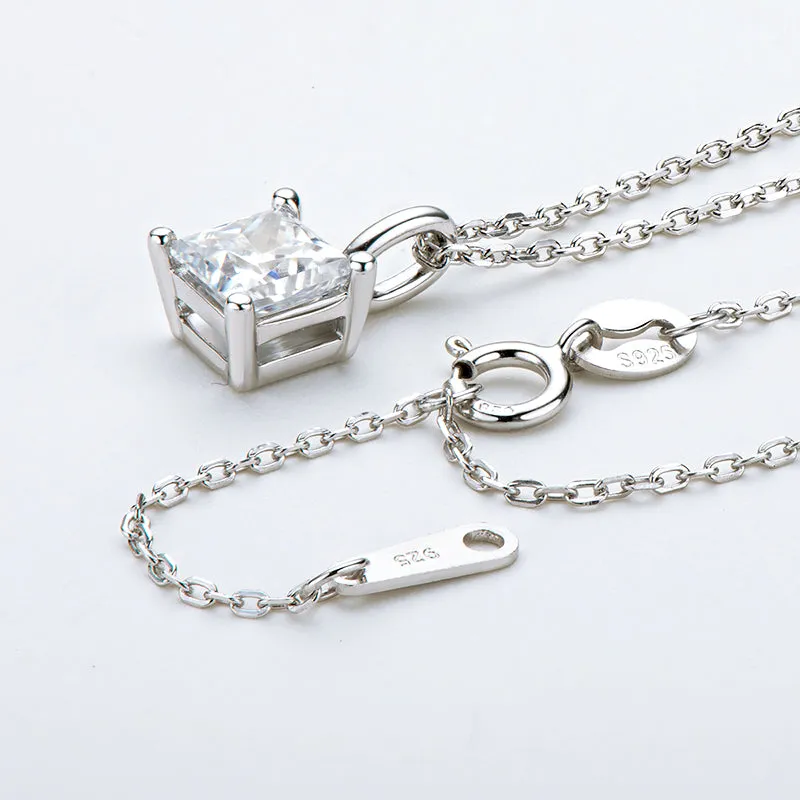 Princess Cut Moissanite Pendant Necklace