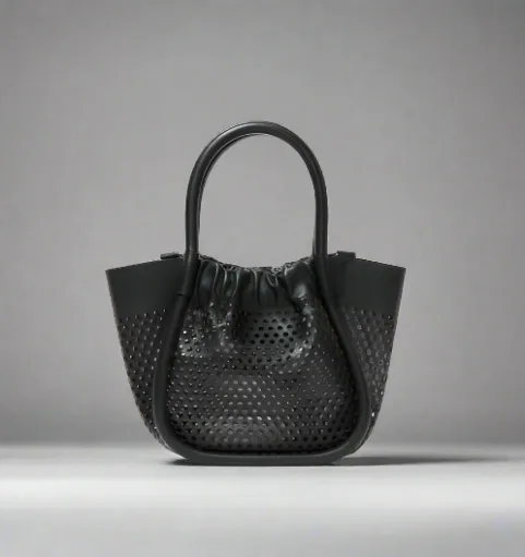 Proenza Schouler Extra Small Ruched Tote in Perforated Leather- Black