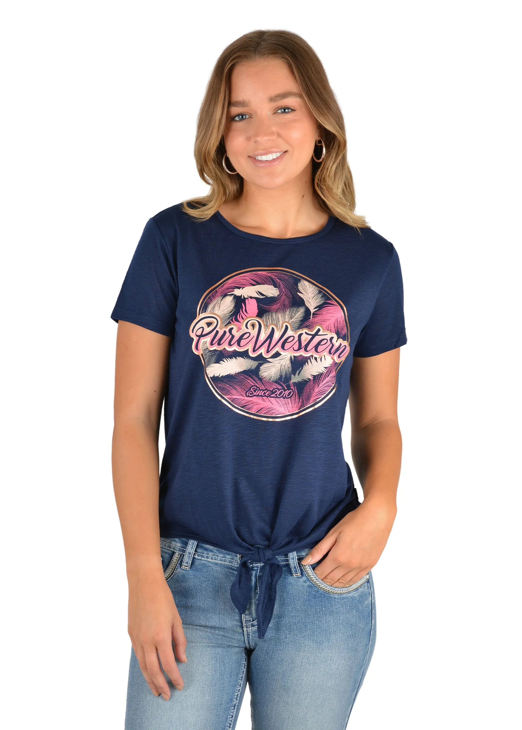 Pure Western Women's Janelle Short Sleeve Tee - Navy