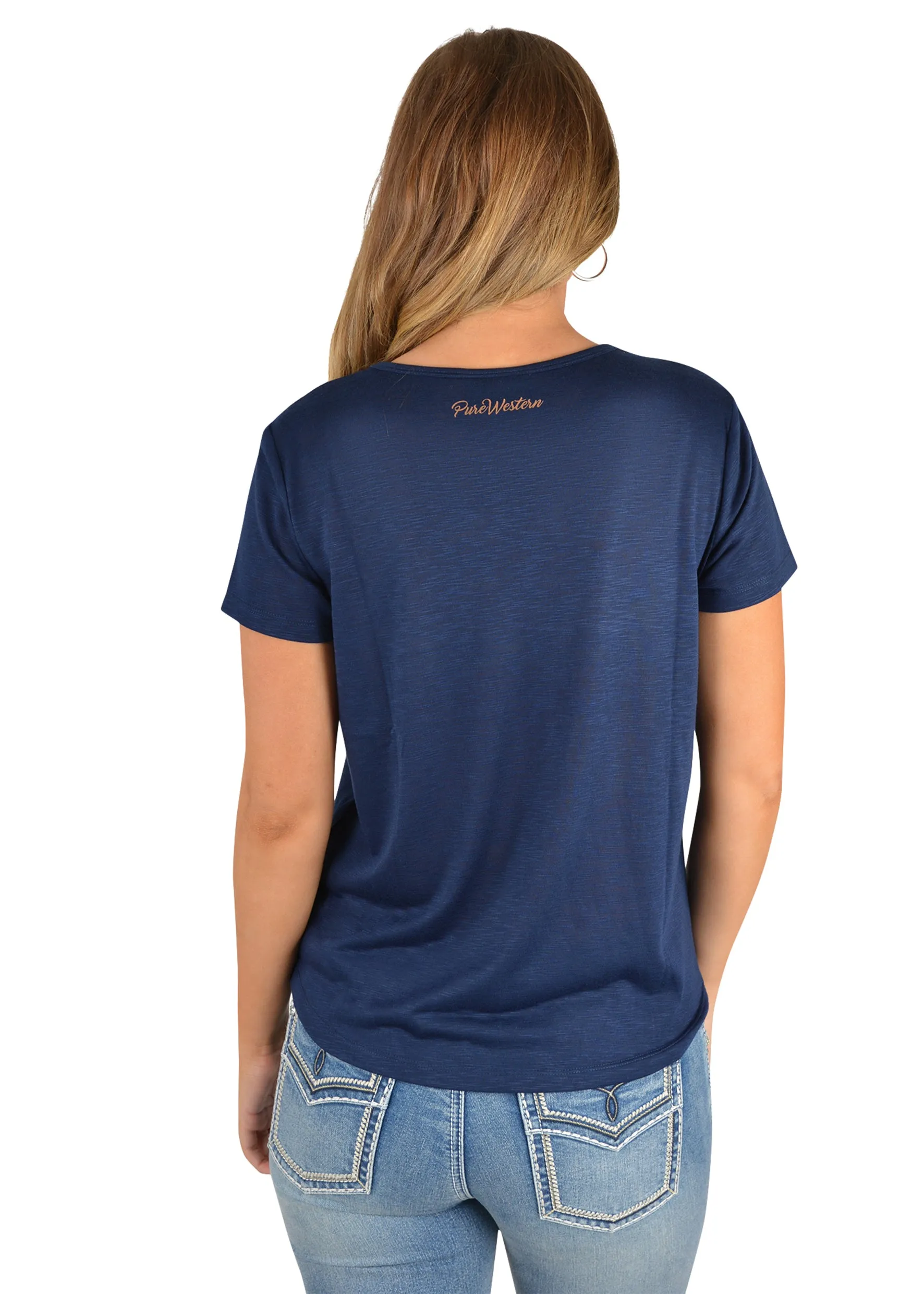 Pure Western Women's Janelle Short Sleeve Tee - Navy