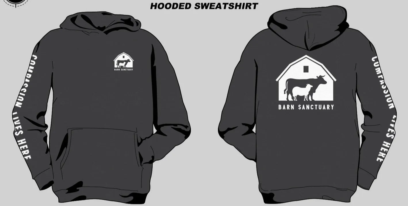 "Compassion Lives Here" Pullover Hoodie - Vintage Charcoal Gray