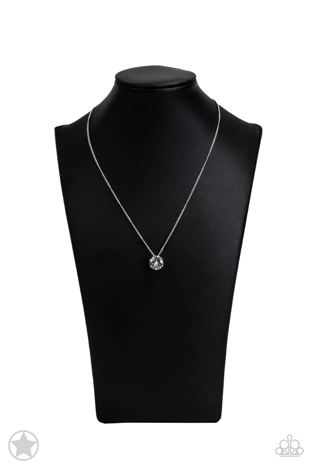 "What A Gem" Silver Metal & Clear/White Rhinestone Classic Solitaire Necklace Set
