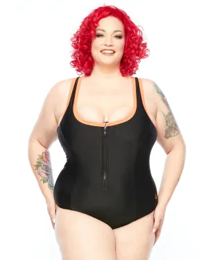 Racer Back Swimsuit Zip (E-G) - Orange Trim