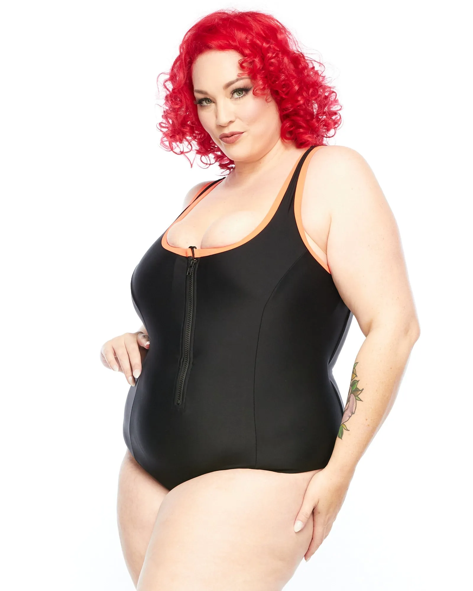 Racer Back Swimsuit Zip (E-G) - Orange Trim