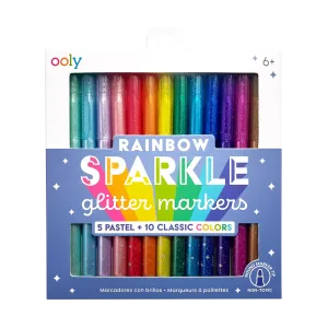 Rainbow Sparkle Glitter Markers - Set of 15
