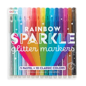 Rainbow Sparkle Glitter Markers - Set of 15