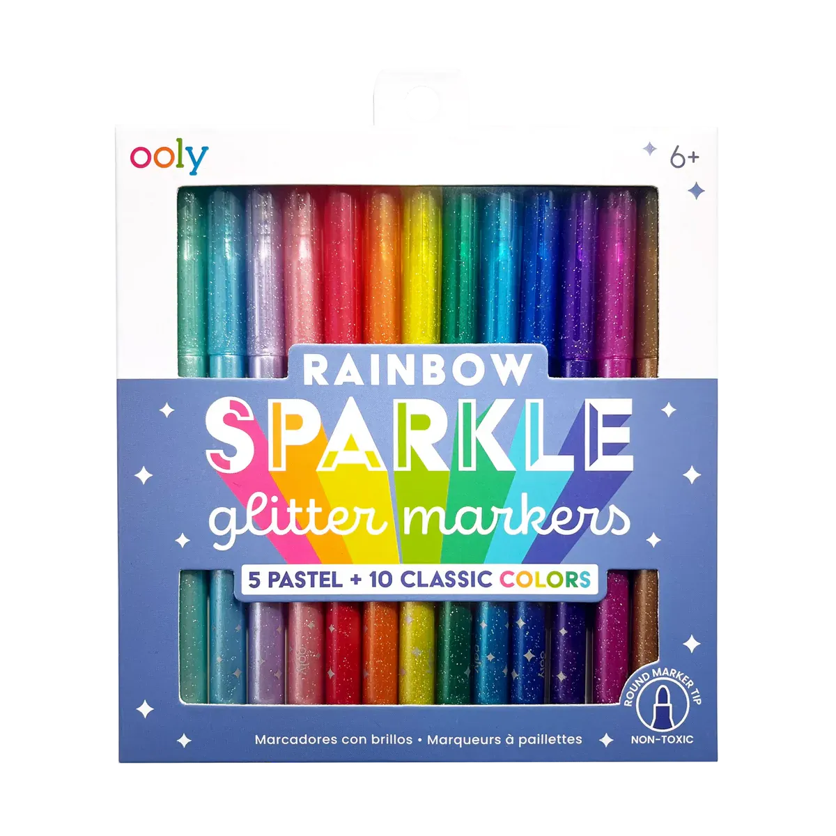 Rainbow Sparkle Glitter Markers - Set of 15