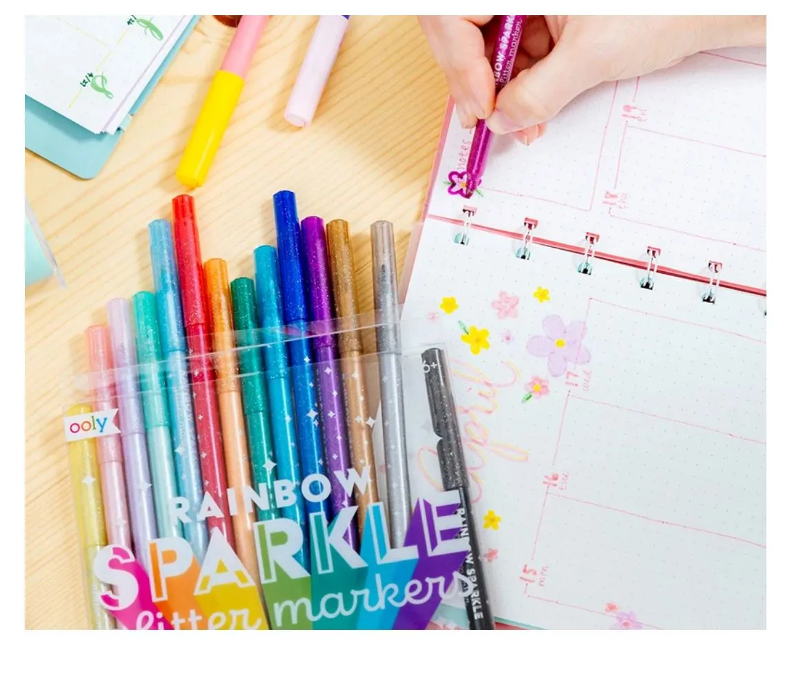 Rainbow Sparkle Glitter Markers