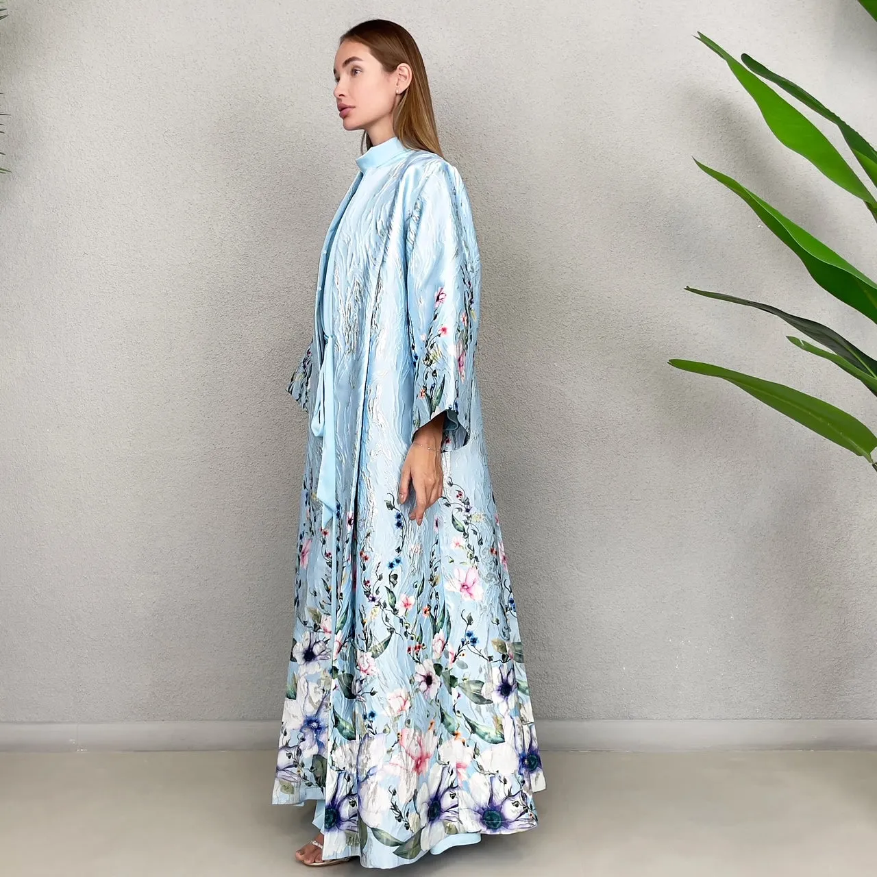RAM23 AISHA BABY BLUE BROCADE EVENING ABAYA