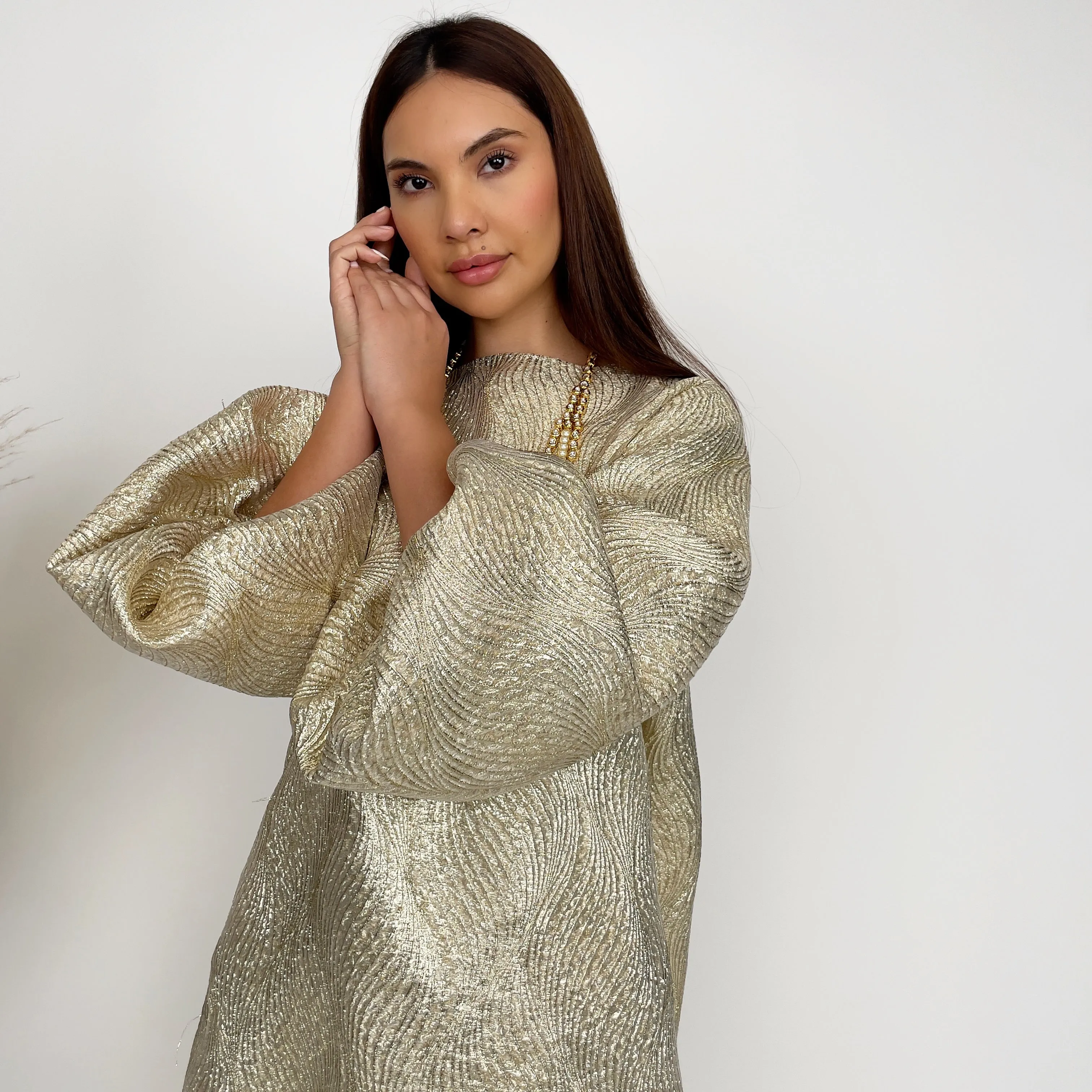 RAM24 SORAYA GOLD BROCADE DRESS