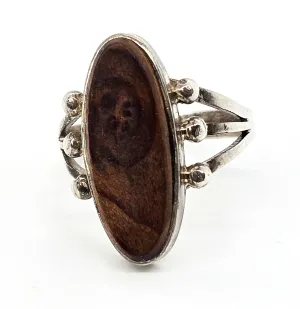 Ray Bennett Navajo Wooden Double Split shank vintage sterling silver ring size 9