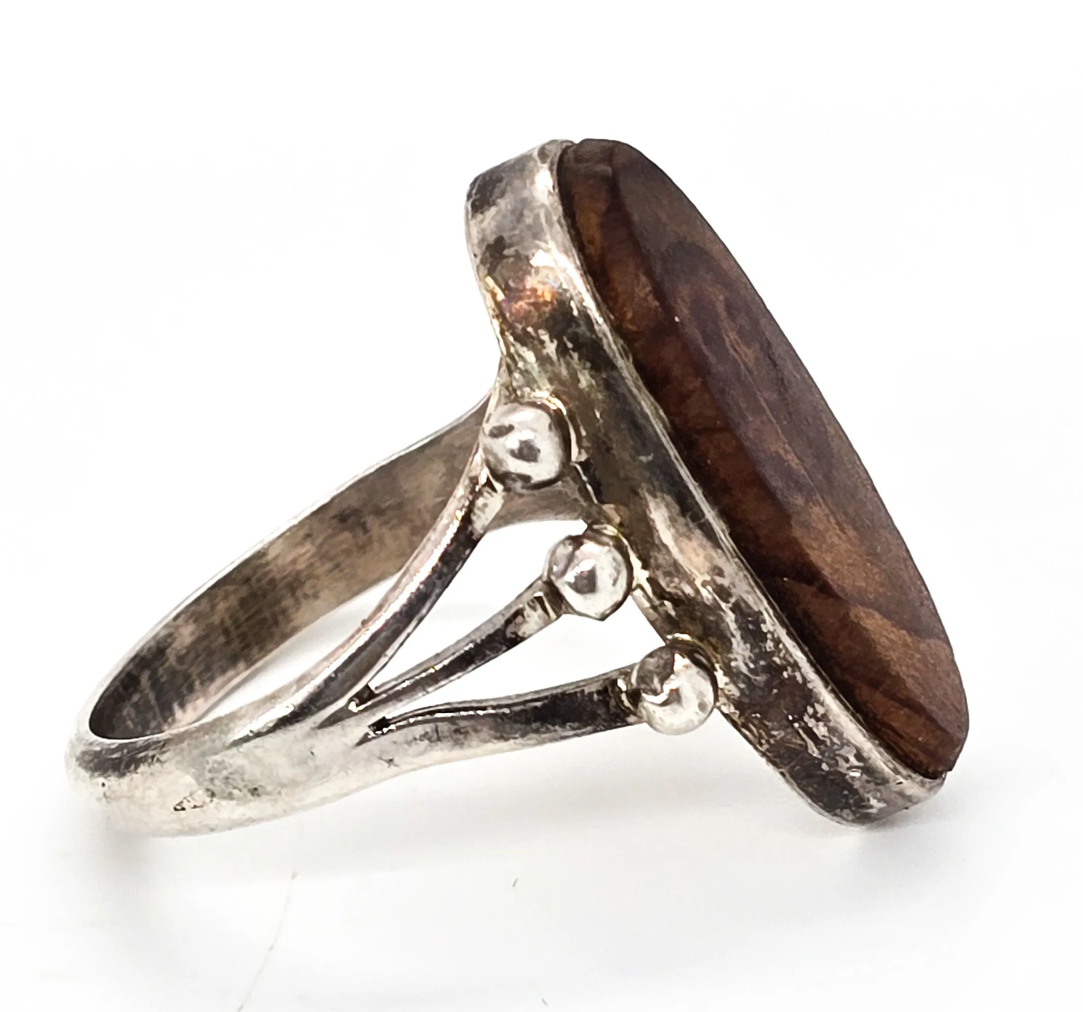 Ray Bennett Navajo Wooden Double Split shank vintage sterling silver ring size 9